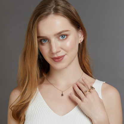Ensemble de Bijoux Élégant en Moosagaat et Zircon Blanc - Lana