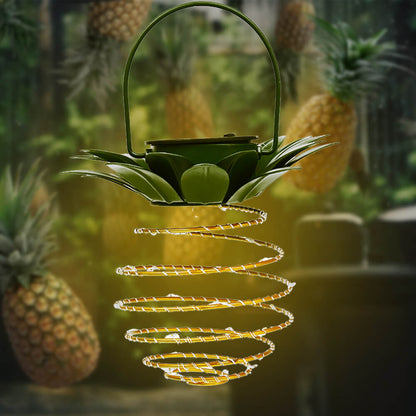Floroux Lampe à Ananas | Lampe de jardin solaire LED | Fil de cuivre | Étanche pour extérieur | Lumières décoratives suspendues