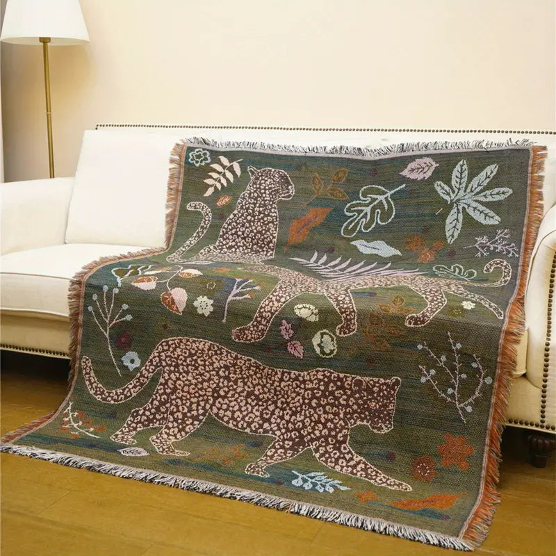 Boho Luxe Tigre Coton Couverture - Élégance et Confort Pour Votre Intérieur