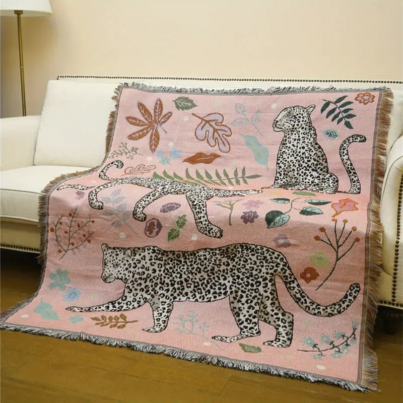 Boho Luxe Tigre Coton Couverture - Élégance et Confort Pour Votre Intérieur