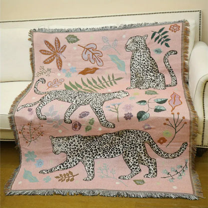Boho Luxe Tigre Coton Couverture - Élégance et Confort Pour Votre Intérieur