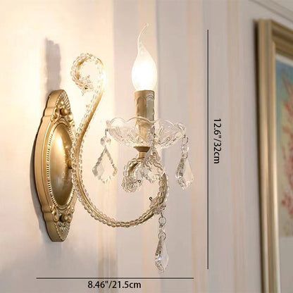 Floroux Vintage Crystal Wall Sconce | Candle Holder Design | 1-2 Flame | European Style