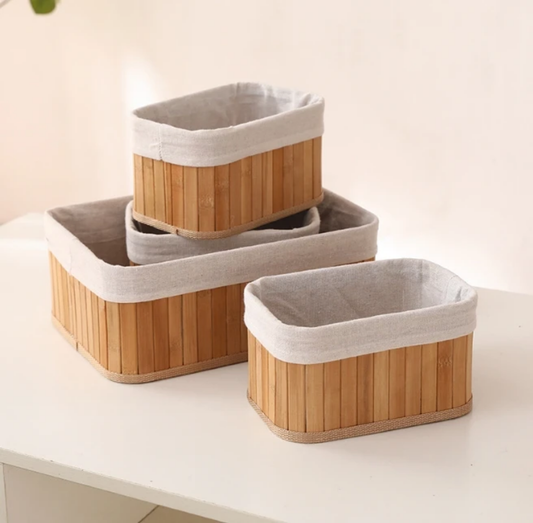 4pc Panier en osier en bambou