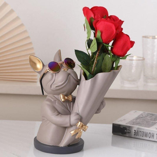 Floroux French Bulldog Flower Vase | Stylish Animal Decor for Home | Handmade | Variety of Colors