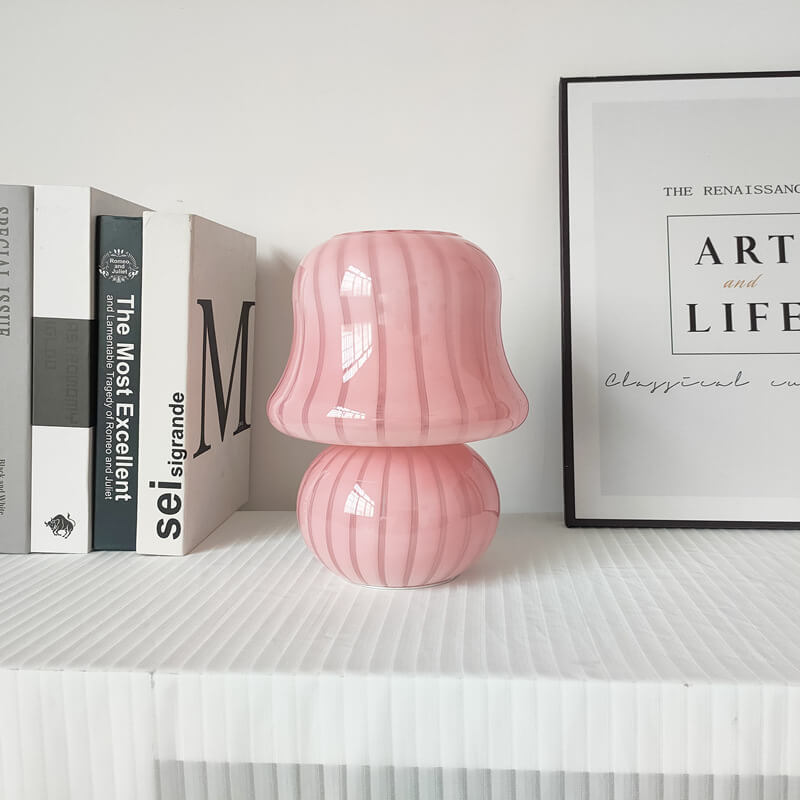 Floroux Lampe de Table en Verre | Design Français | Fait Main | Forme de Champignon | Décoration & Éclairage
