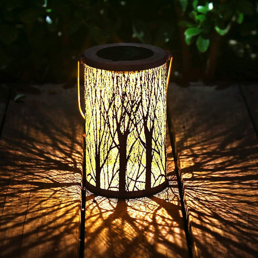 Floroux Art Deco Lampe Solaire | Design Cylindre | Fer & LED | Éclairage de Jardin