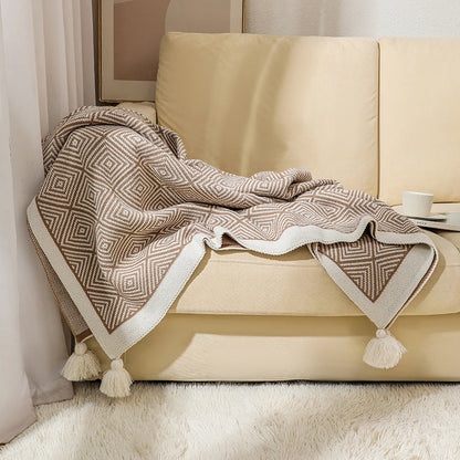 Couverture à franges géométriques chics