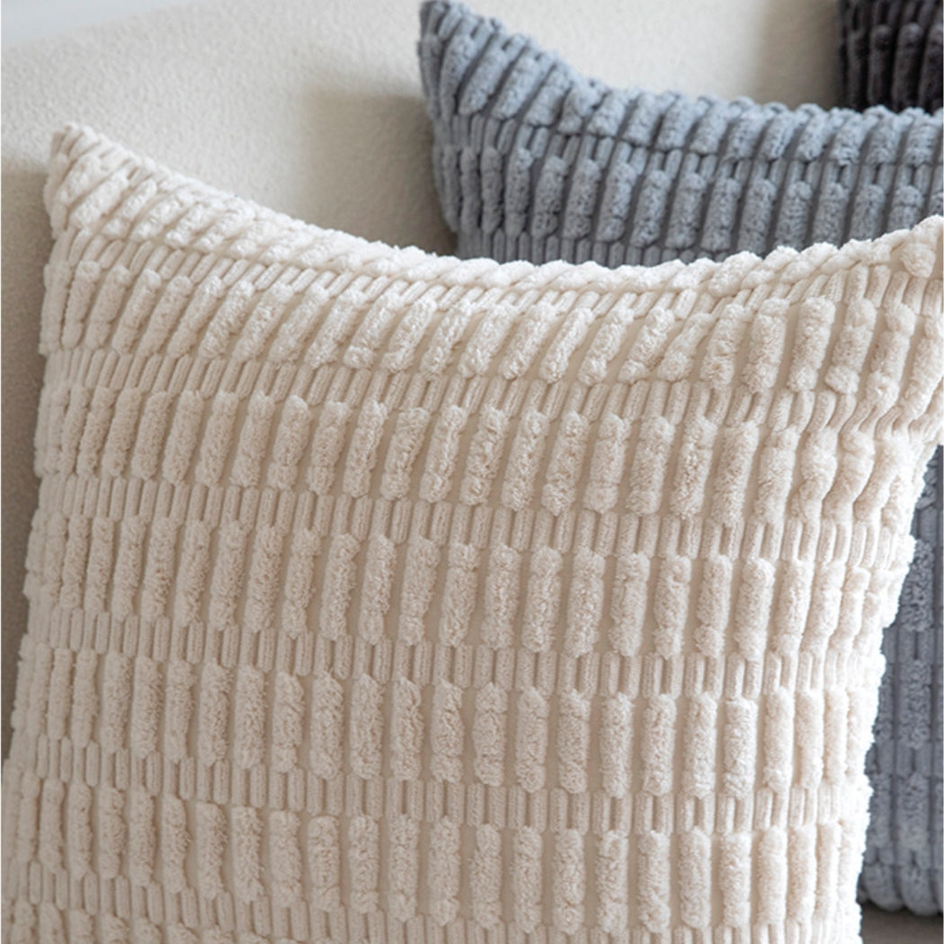 Coussin en velours côtelé rayé dimensionnel