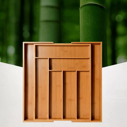 Organisateur de couverts en bambou extensible