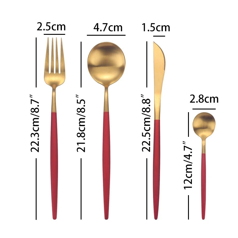 Set de couverts de 24 pièces maroon or