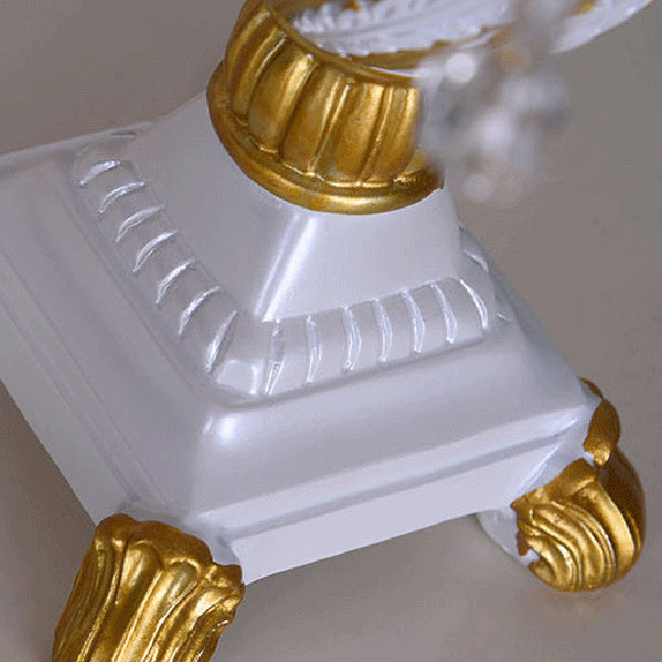 Floroux Lampe de Table Européenne | Tissu & Dentelle | Élégante Base en Résine Lumineuse | Décoration & Éclairage