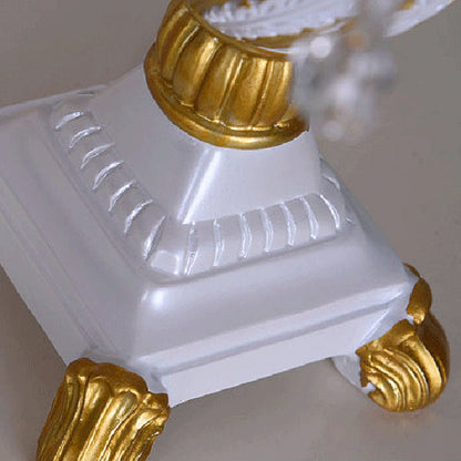 Floroux Lampe de Table Européenne | Tissu & Dentelle | Élégante Base en Résine Lumineuse | Décoration & Éclairage