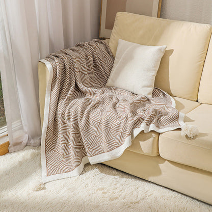 Couverture à franges géométriques chics