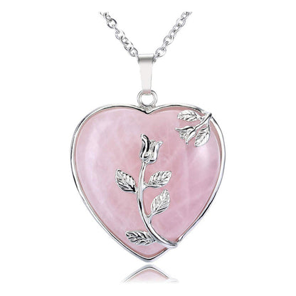 Collier en Quartz Rose en Forme de Coeur Élégant - Collection Amara