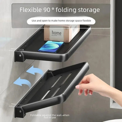 Étagère flottante rectangulaire pliable en métal multi-usage 1pc Noir