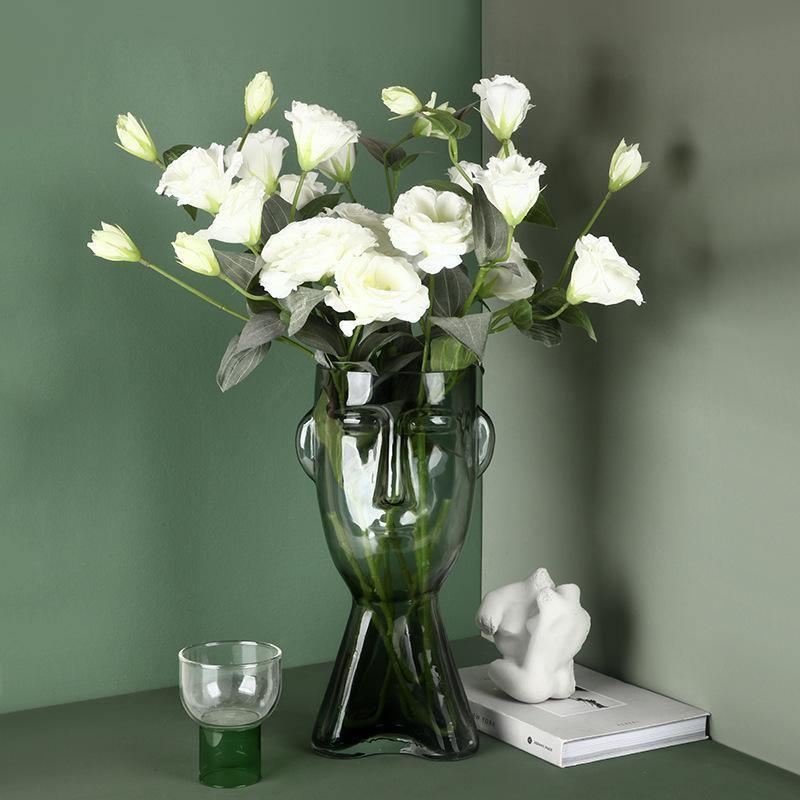 Floroux glass vase with face pattern | Handmade | Artistic design | Home decoration