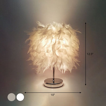 FeatherGlow – Lampe de table sphérique à plumes