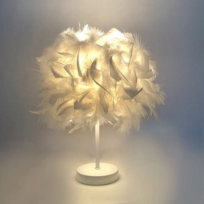 FeatherGlow – Lampe de table sphérique à plumes