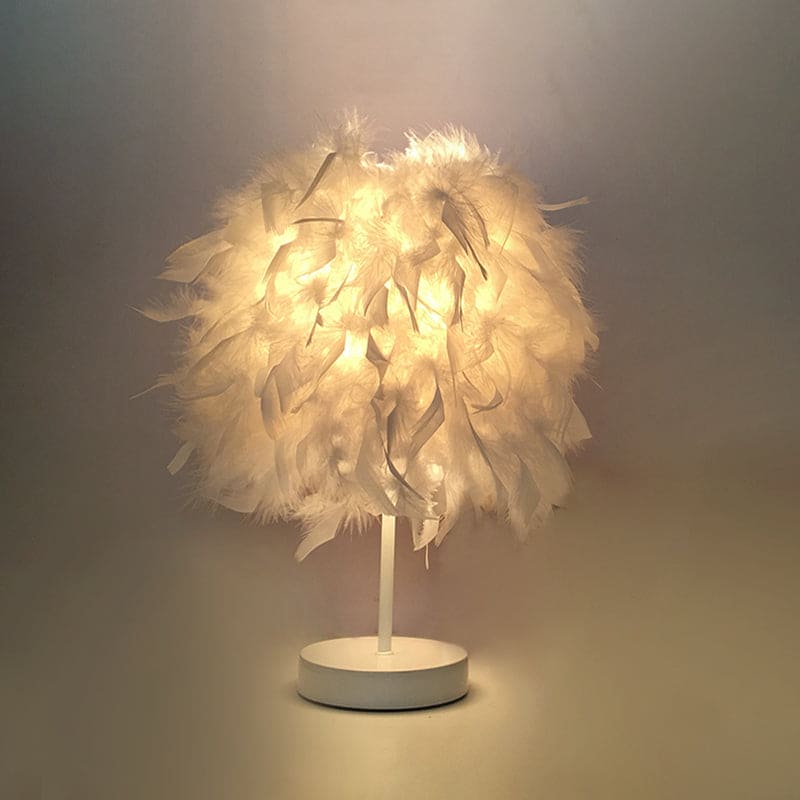 FeatherGlow – Lampe de table sphérique à plumes