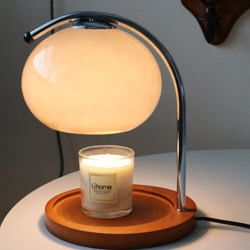 Floroux Lampe en verre vintage avec socle en bois | Cire fondue | Variateur | Luminaires d’ambiance | Décor pour la maison