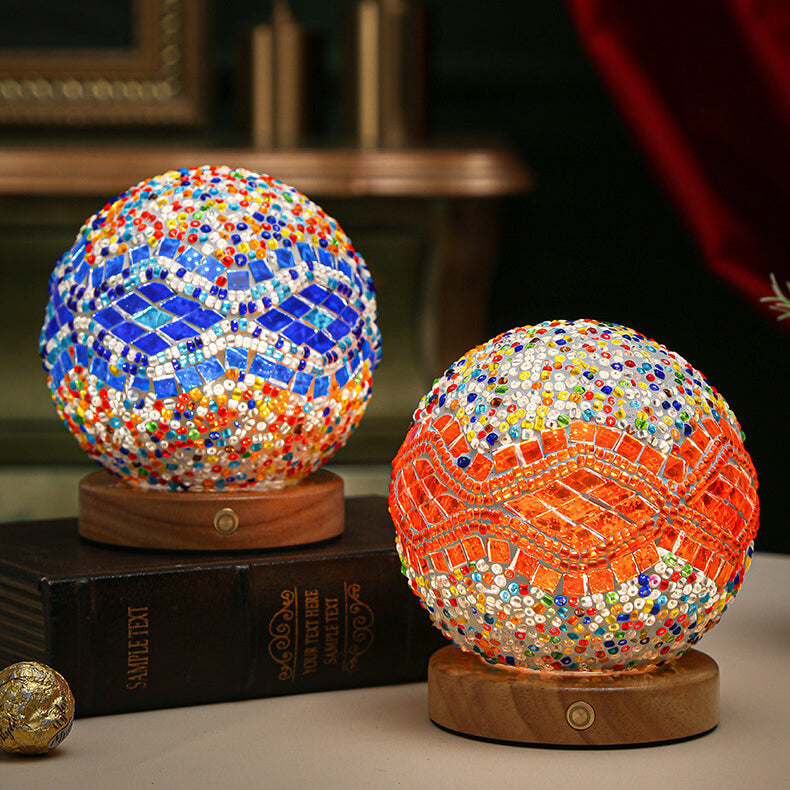 LumineuseBohème – Lampe de Table LED USB au Design en Verre Orbital – Éclairage Chaleureux