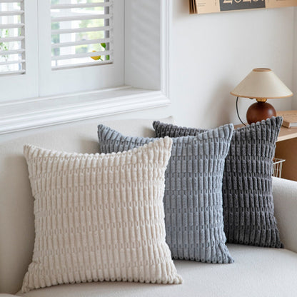 Coussin en velours côtelé rayé dimensionnel