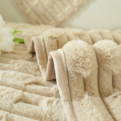 Tapis sofa matelassé en peluche flocon de lapin