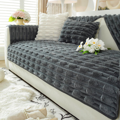 Tapis sofa matelassé en peluche flocon de lapin