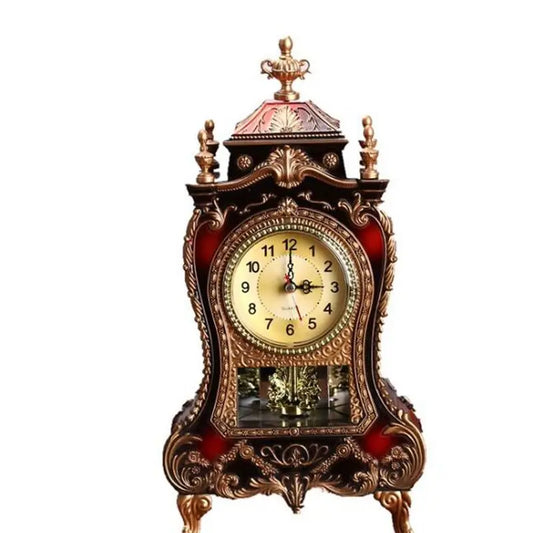 Horloge de table – Maison de l'horloge antique – Décoration classique – Salon – Couloir – Style vintage – 33 x 16,6 cm
