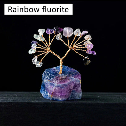 Floroux Crystal Lucky Tree | Natural Stone Tree with Raw Stone Base | Decoration for Home, Office & Bureau