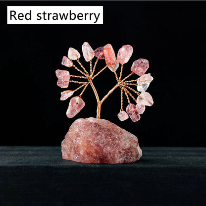 Floroux Crystal Lucky Tree | Natural Stone Tree with Raw Stone Base | Decoration for Home, Office & Bureau
