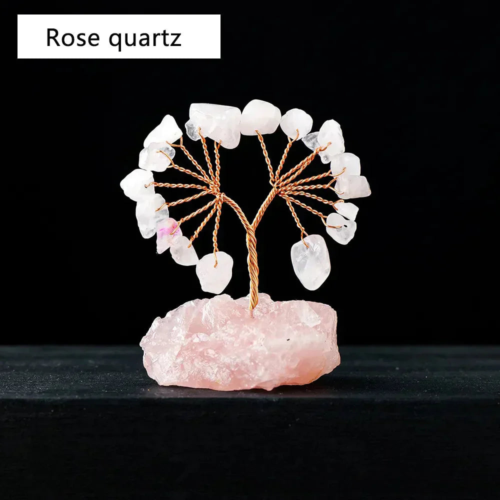Floroux Crystal Lucky Tree | Natural Stone Tree with Raw Stone Base | Decoration for Home, Office & Bureau