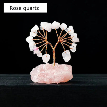 Floroux Crystal Lucky Tree | Natural Stone Tree with Raw Stone Base | Decoration for Home, Office & Bureau