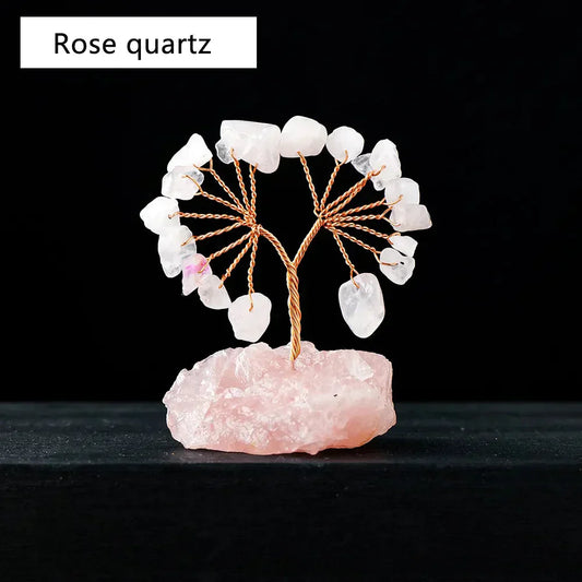Floroux Crystal Lucky Tree | Natural Stone Tree with Raw Stone Base | Decoration for Home, Office & Bureau