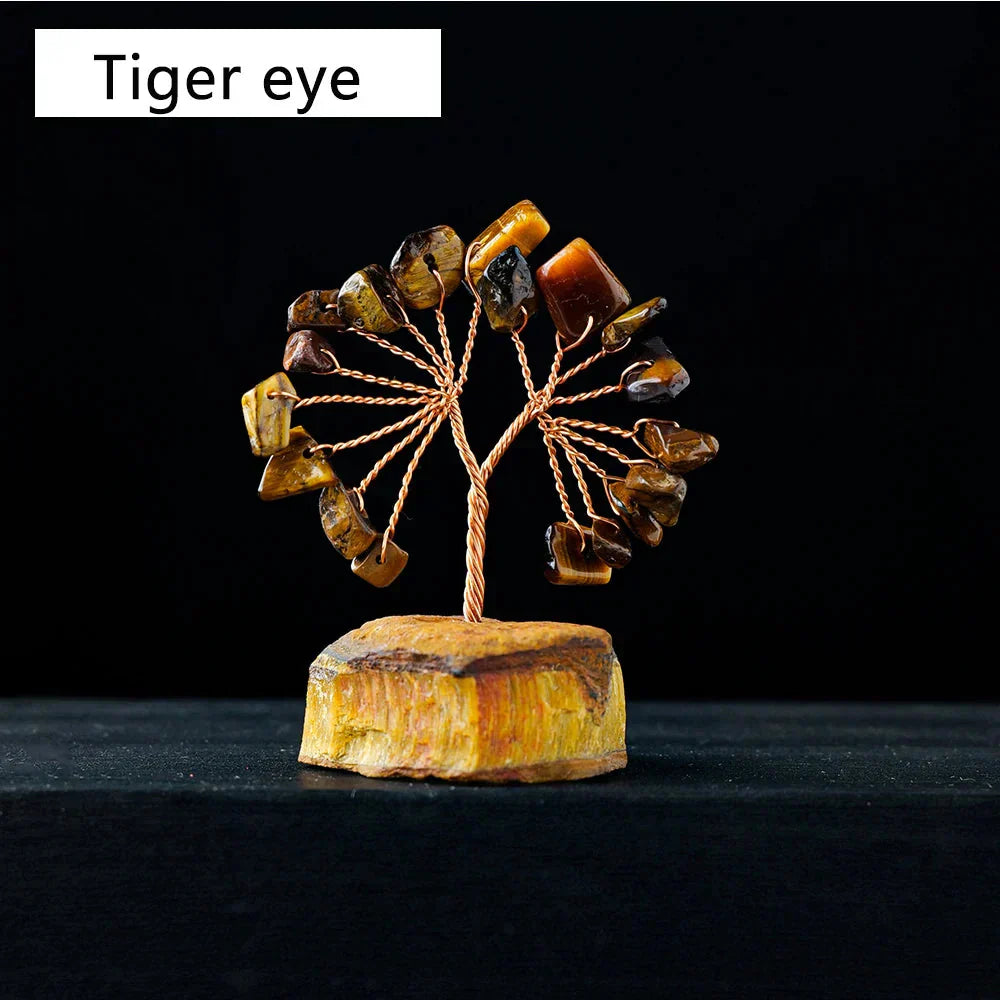 Floroux Crystal Lucky Tree | Natural Stone Tree with Raw Stone Base | Decoration for Home, Office & Bureau