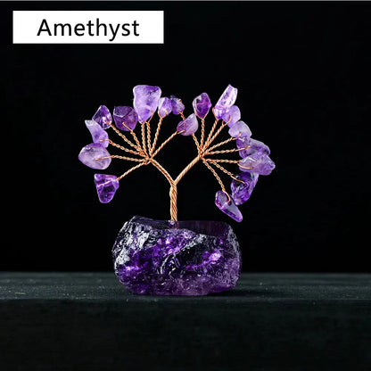 Floroux Crystal Lucky Tree | Natural Stone Tree with Raw Stone Base | Decoration for Home, Office & Bureau