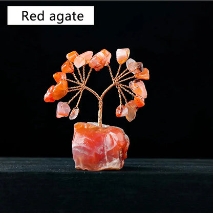 Floroux Crystal Lucky Tree | Natural Stone Tree with Raw Stone Base | Decoration for Home, Office & Bureau