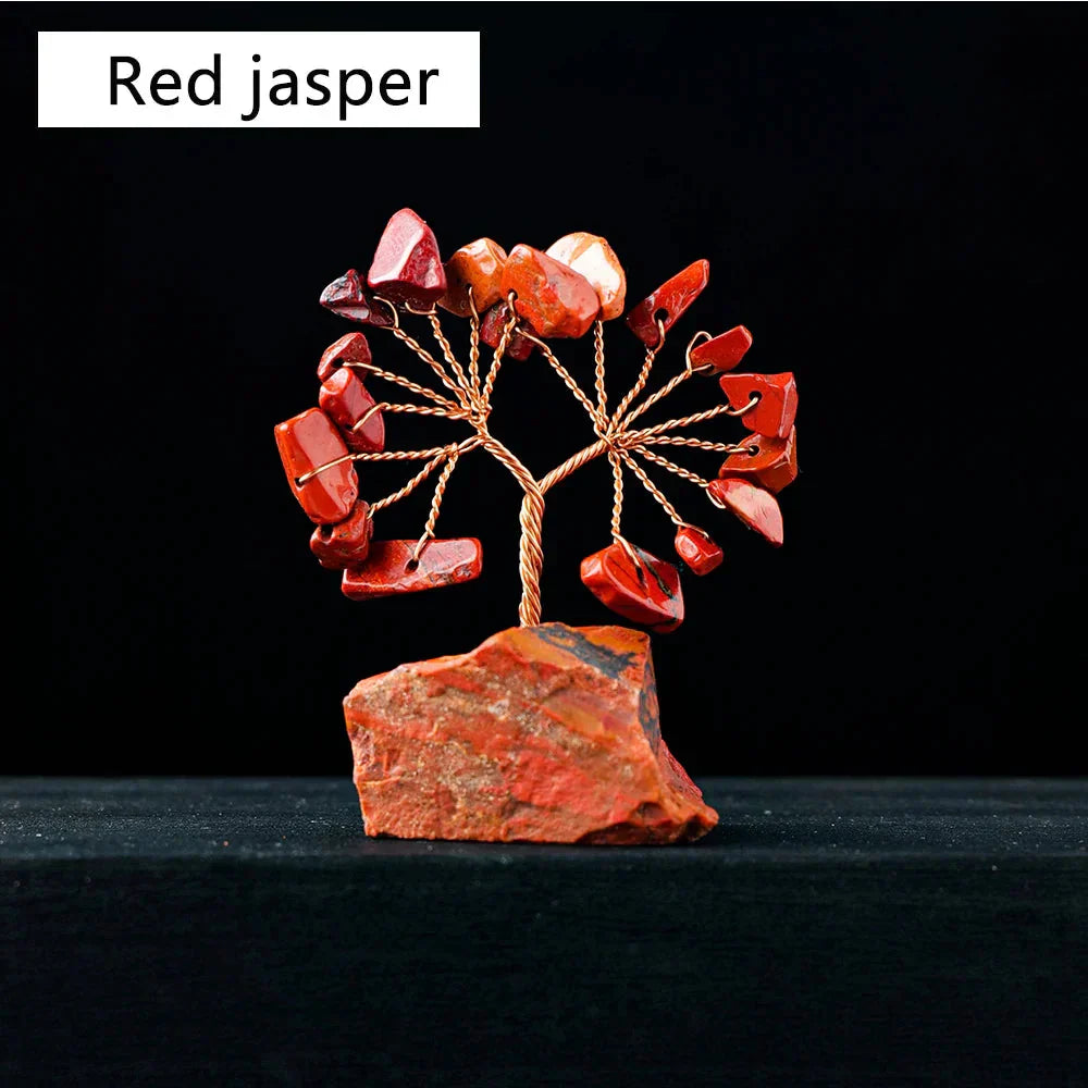 Floroux Crystal Lucky Tree | Natural Stone Tree with Raw Stone Base | Decoration for Home, Office & Bureau