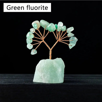 Floroux Crystal Lucky Tree | Natural Stone Tree with Raw Stone Base | Decoration for Home, Office & Bureau