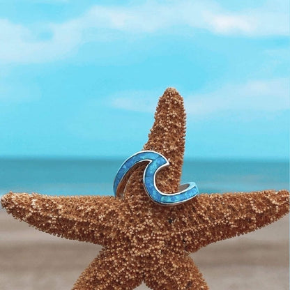 Bague Élégante Ondina Argent Vague Marine