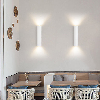 Floroux Applique Murale en Aluminium Cylindrique | 2 ampoules | Design Moderne | Intérieur & Extérieur