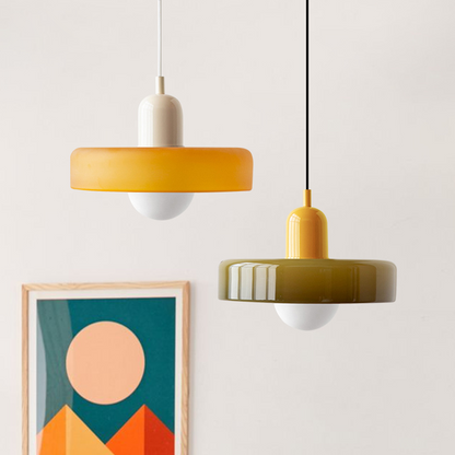 Suspension Floroux in colored glass | Elegant hanging lamp in Bauhaus style | Designer lamp for the living room and dining room