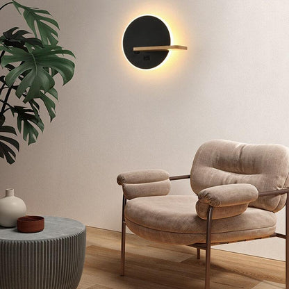 Floroux Creative Applique Murale Ronde Plate LED 1 Lumière Avec Port USB Et Interrupteur
