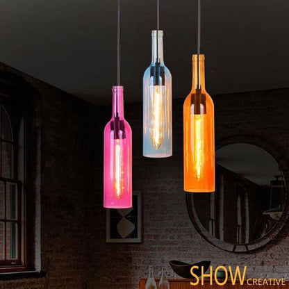 Floroux Antique Glass Suspension | Wine Bottle Design | Vintage Lighting for Dining Room and Kitchen