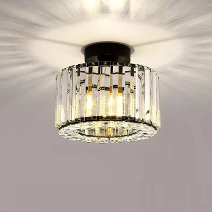 Floroux Lustre de plafond étincelant en cristal | Design luxueux | Parfait pour le salon et la salle à manger | Disponible en noir et or