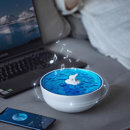 Polar Arctic Ocean Retro Bluetooth Tourne-disque LED Lampe de Nuit - Cadeau Parfait pour Enfants et Filles