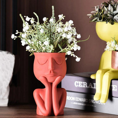 Floroux Ceramic Flower Pot | Elegant Face Plant Pot | Unique Decoration for Home & Office