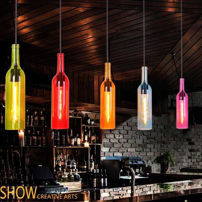 Floroux Antique Glass Suspension | Wine Bottle Design | Vintage Lighting for Dining Room and Kitchen