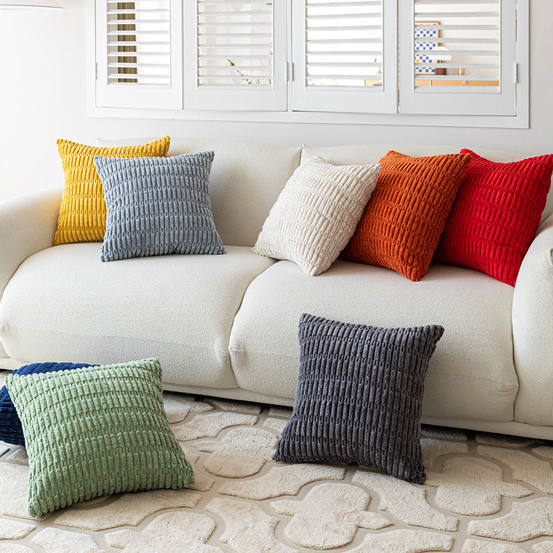 Coussin en velours côtelé rayé dimensionnel