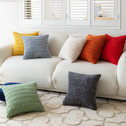 Coussin en velours côtelé rayé dimensionnel